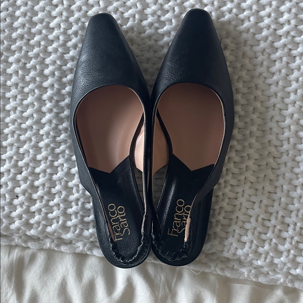 Franco Sarto Black Leather Mule Sling-Backs